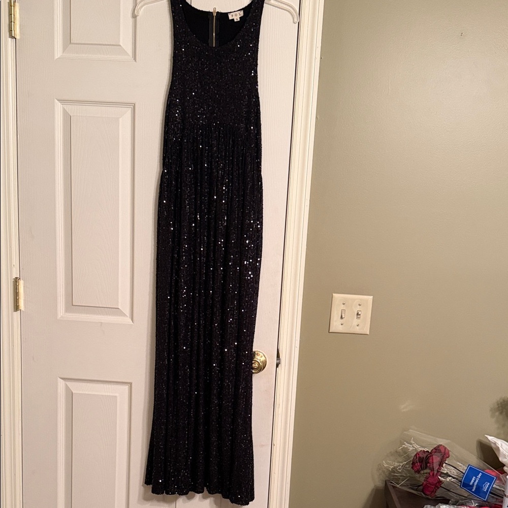 POL Black Sequin Maxi Dress